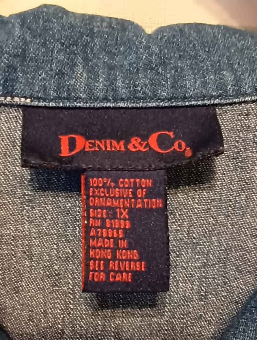 Vintage Denim & Co. Embroidered With Denim Button-Front Shirt - Blue - Picture 2 of 5